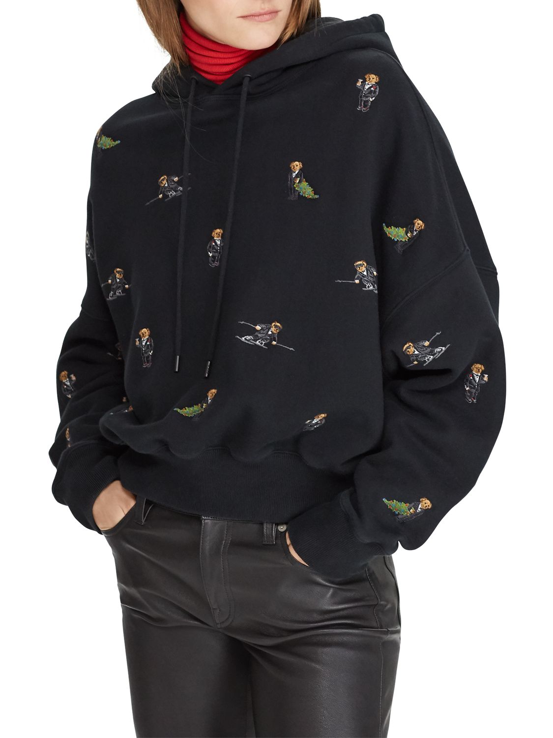 polo bear hoodie black