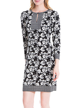Max Studio Floral Print Half Sleeve Jersey Dress, Black/Ivory