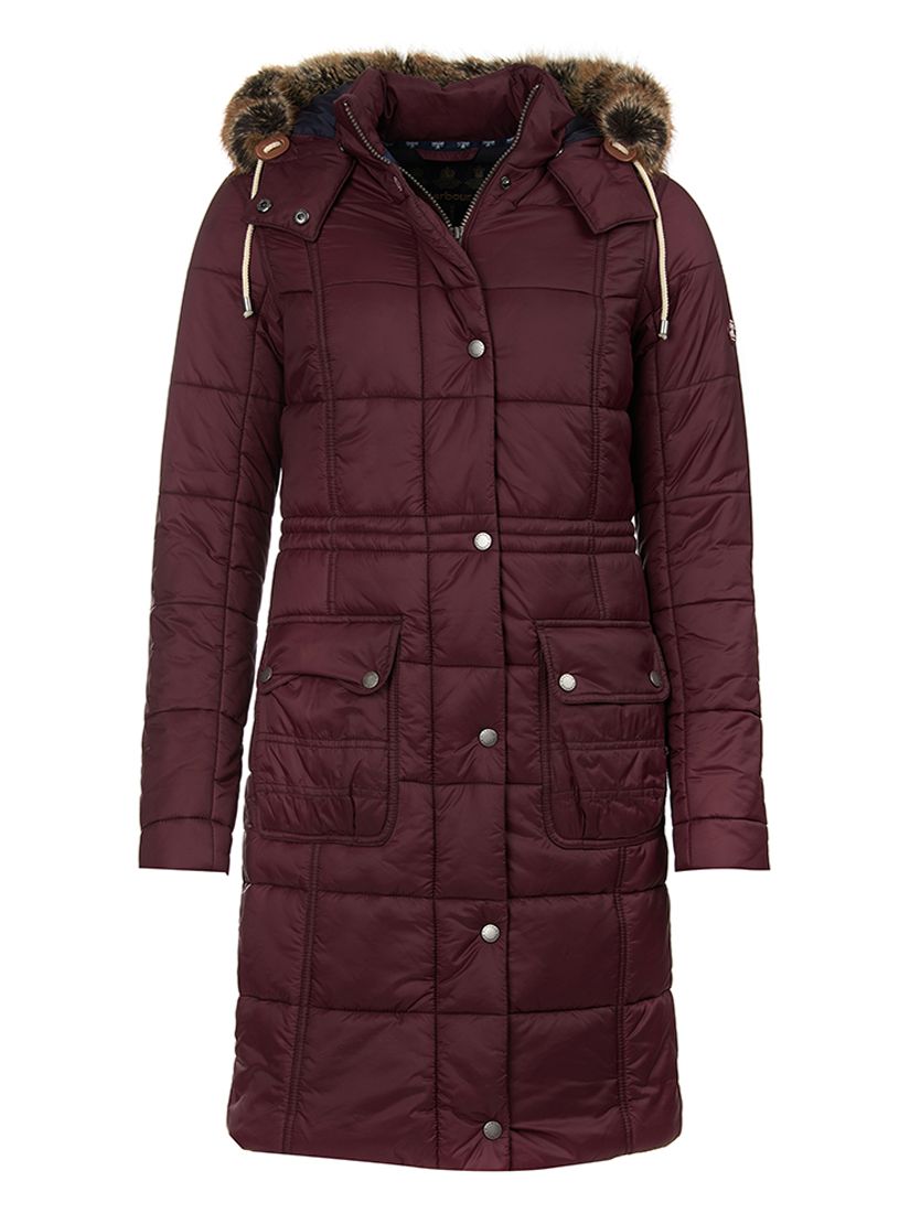 Barbour Foreshore Baffle Quilted Hooded Coat, Aubergine