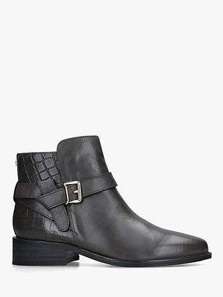 Carvela Twist Buckle Ankle Boots, Grey Leather