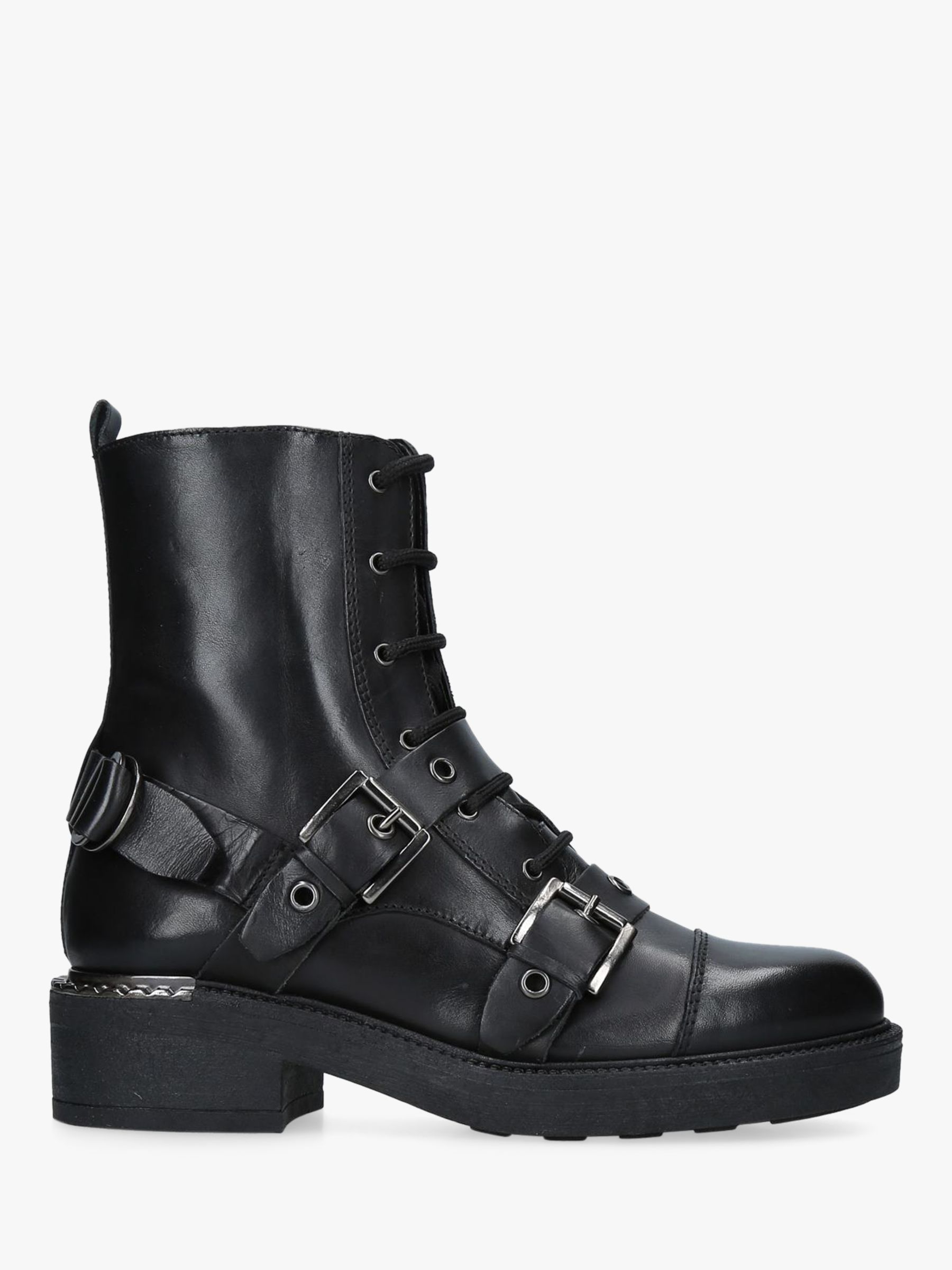 Carvela Stalwart Buckle Detail Ankle Boots, Black Leather at John Lewis ...