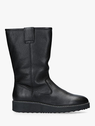 Carvela Toasty Flat Calf Boots, Black Leather
