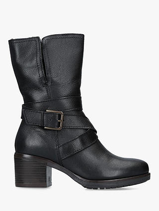 Carvela Solo Buckle Ankle Boots, Black Leather