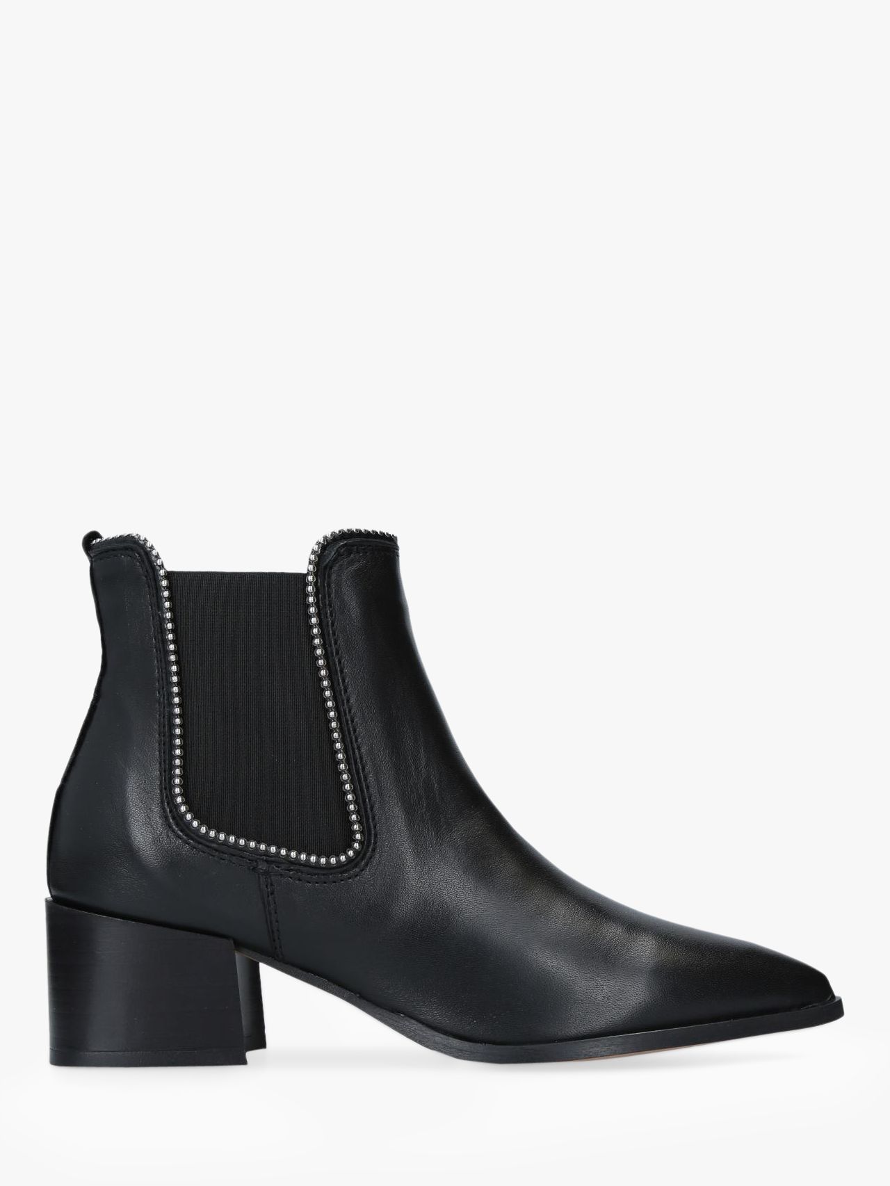 Carvela Spire Block Heel Studded Leather Ankle Boots, Black