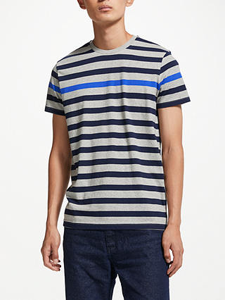 Kin Breton Odd Stripe T-Shirt, Grey/Navy