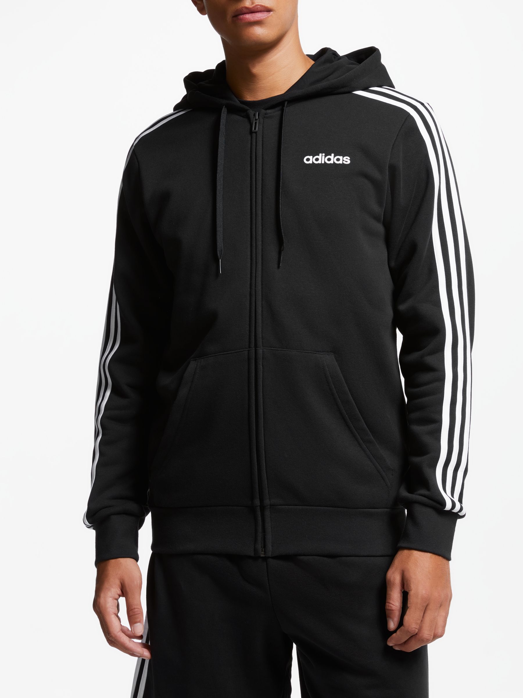 adidas 3 stripes hoodie black