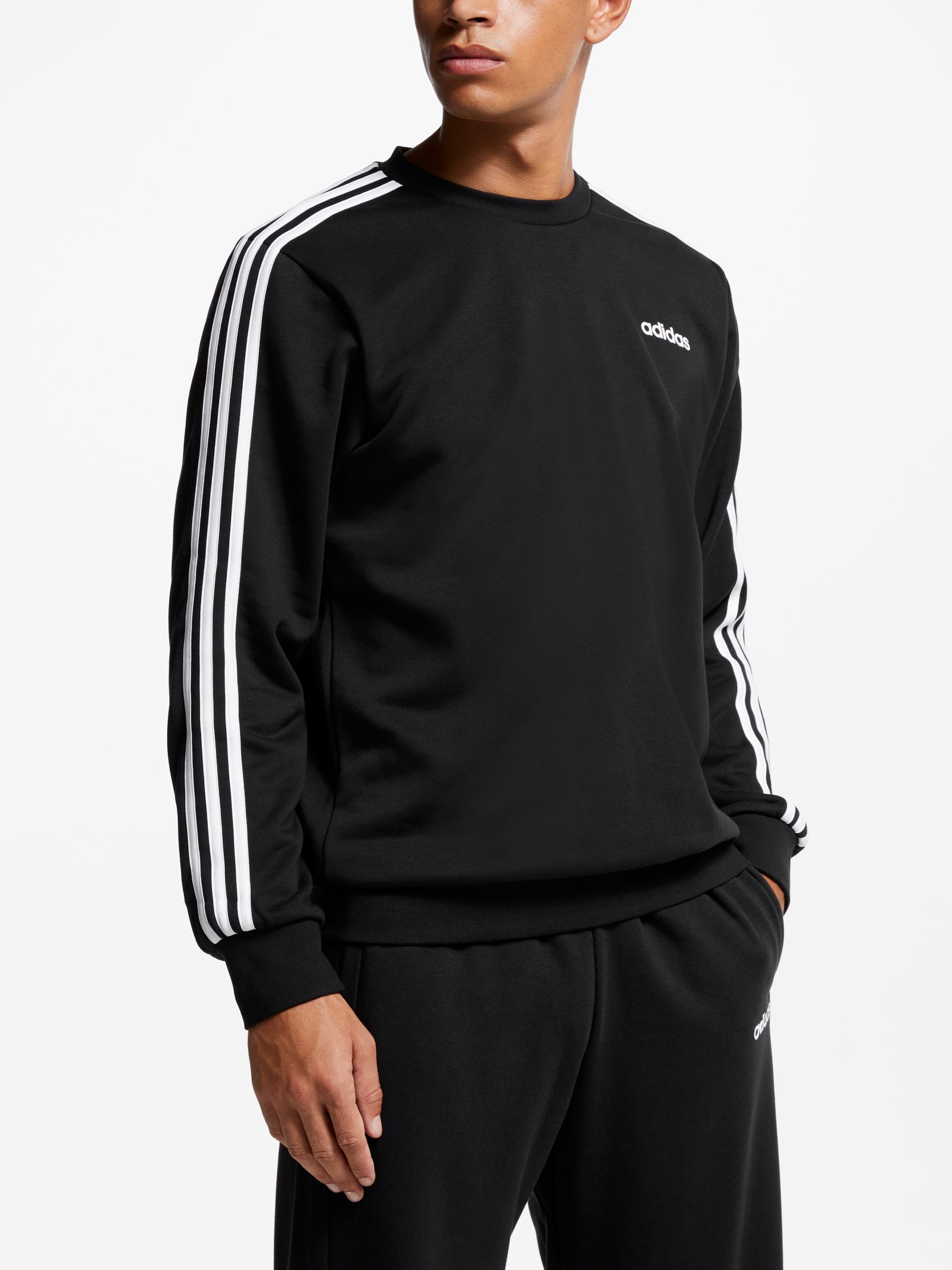 adidas black 3 stripe sweatshirt
