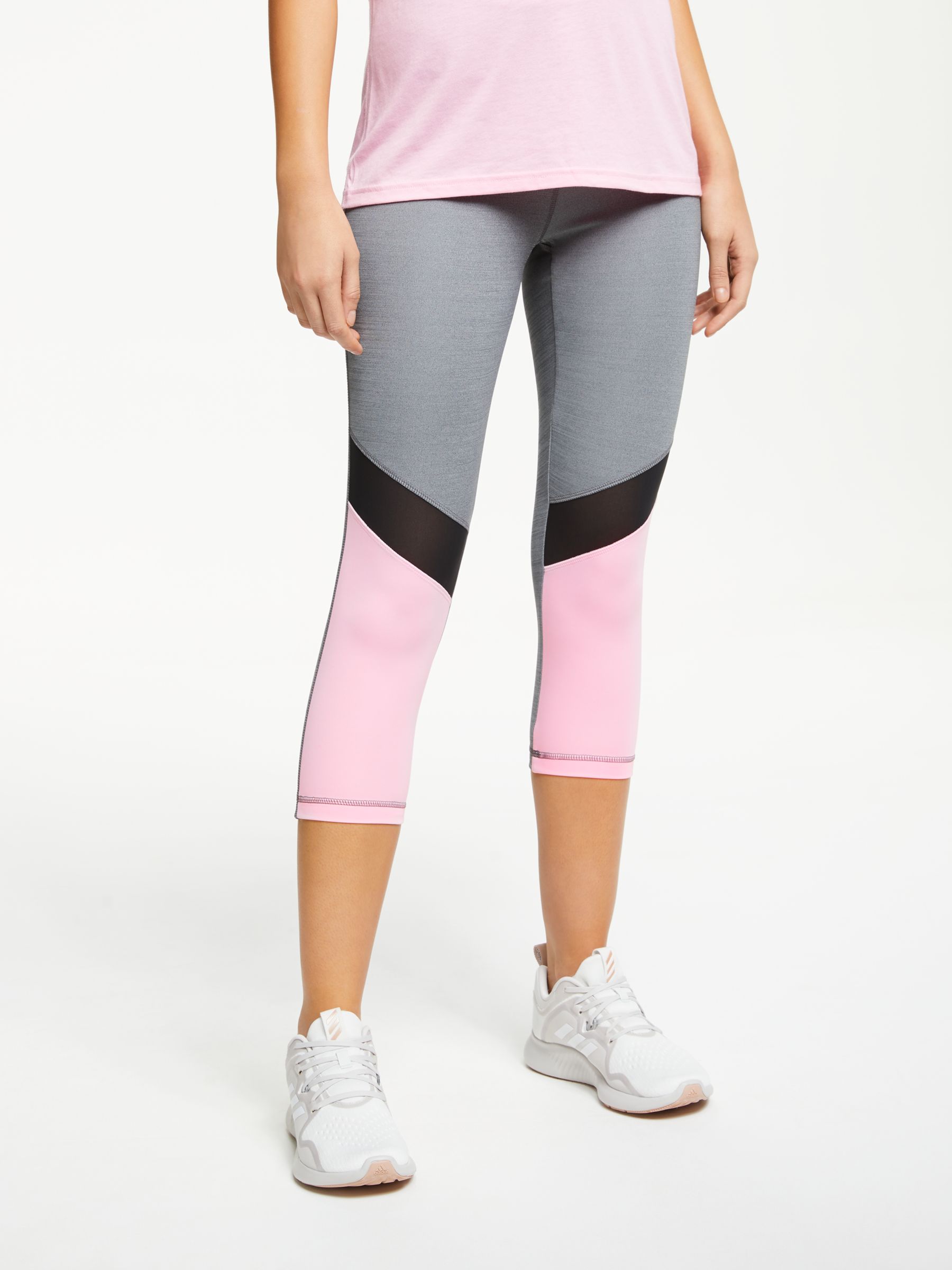 adidas Design 2 Move Colourblock 3/4 Tights, Dark Grey Heather/True Pink