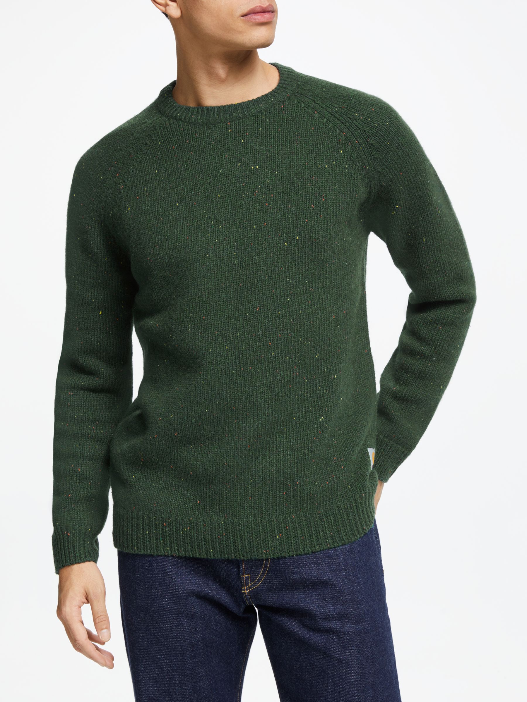 Carhartt WIP Anglistic Flecked Crew Neck Knit Jumper, Loden Heather