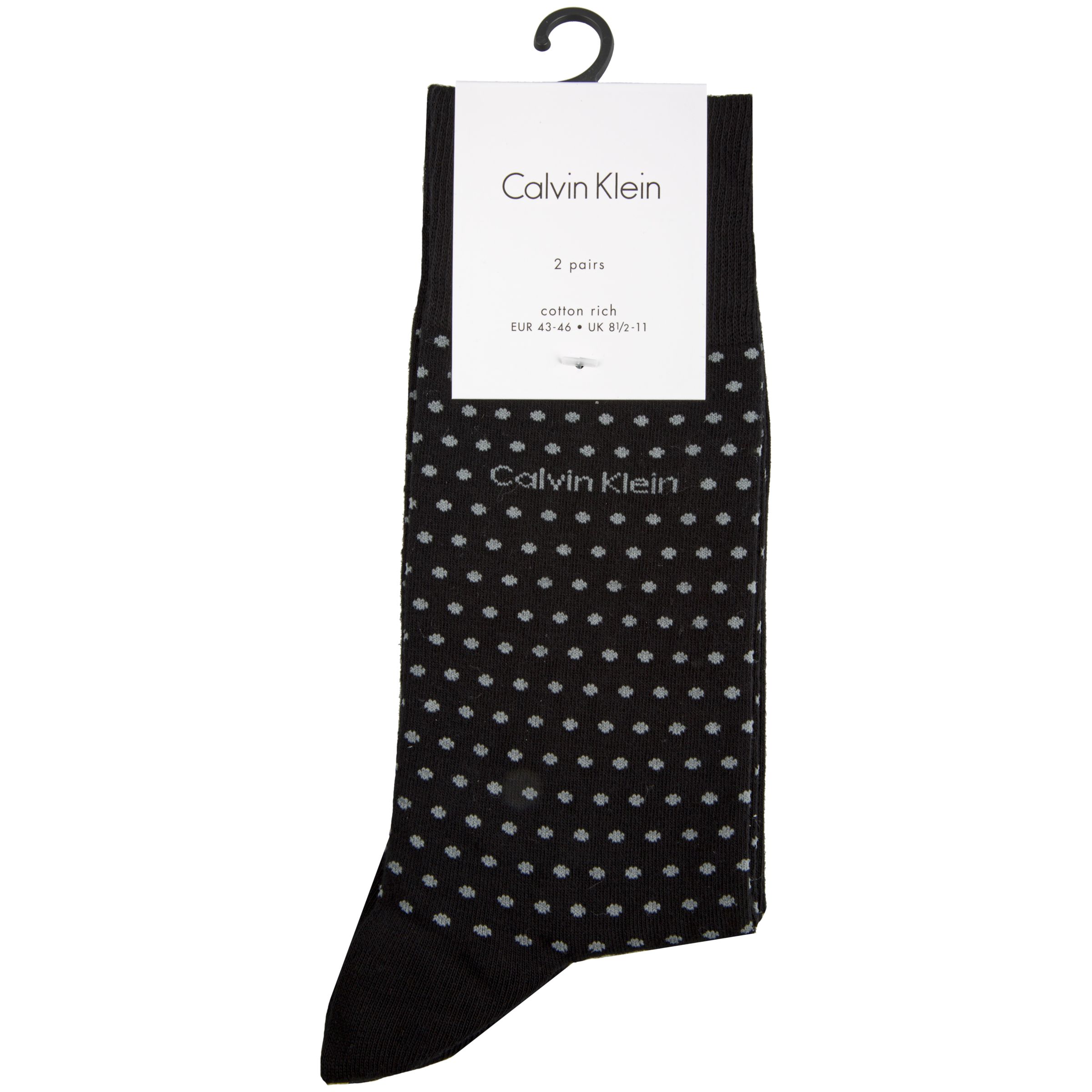 Calvin Klein Dot Plain Socks, Pack of 2, Black/Grey