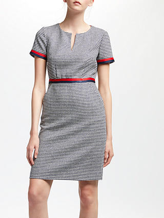 Boden Adelaide Tweed Dress, Navy/Ivory/Dogtooth