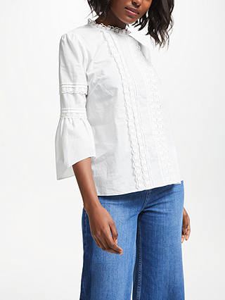 Boden Lace Pintuck Top, Ivory