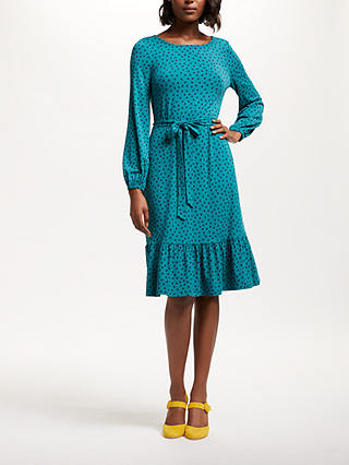 Boden Holly Jersey Dress, Drake/Navy Spot at John Lewis & Partners