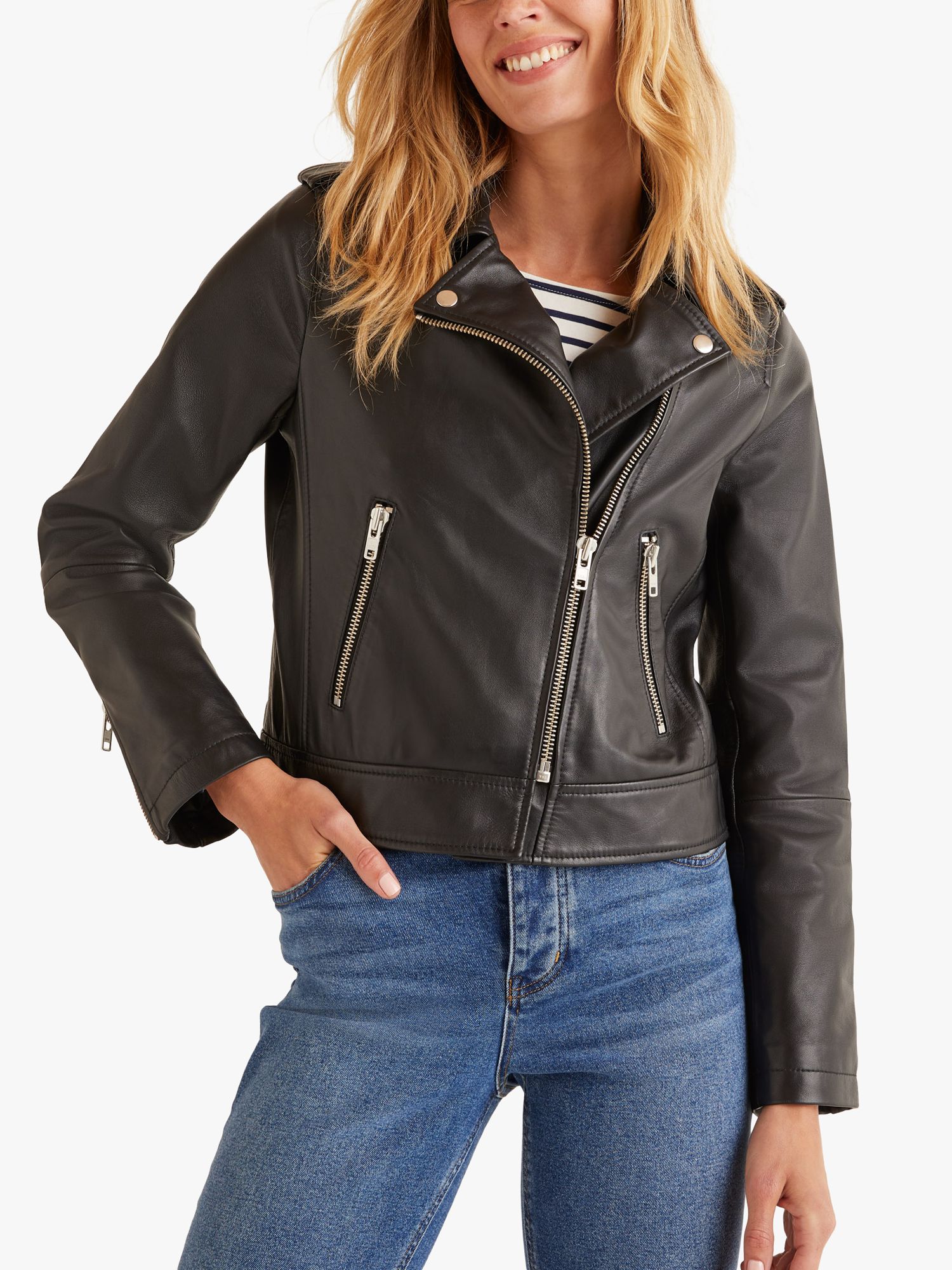 Boden Morleigh Leather Jacket, Black
