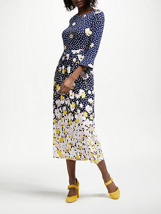 Boden Blossom Jersey Dress, Navy Painted Peony