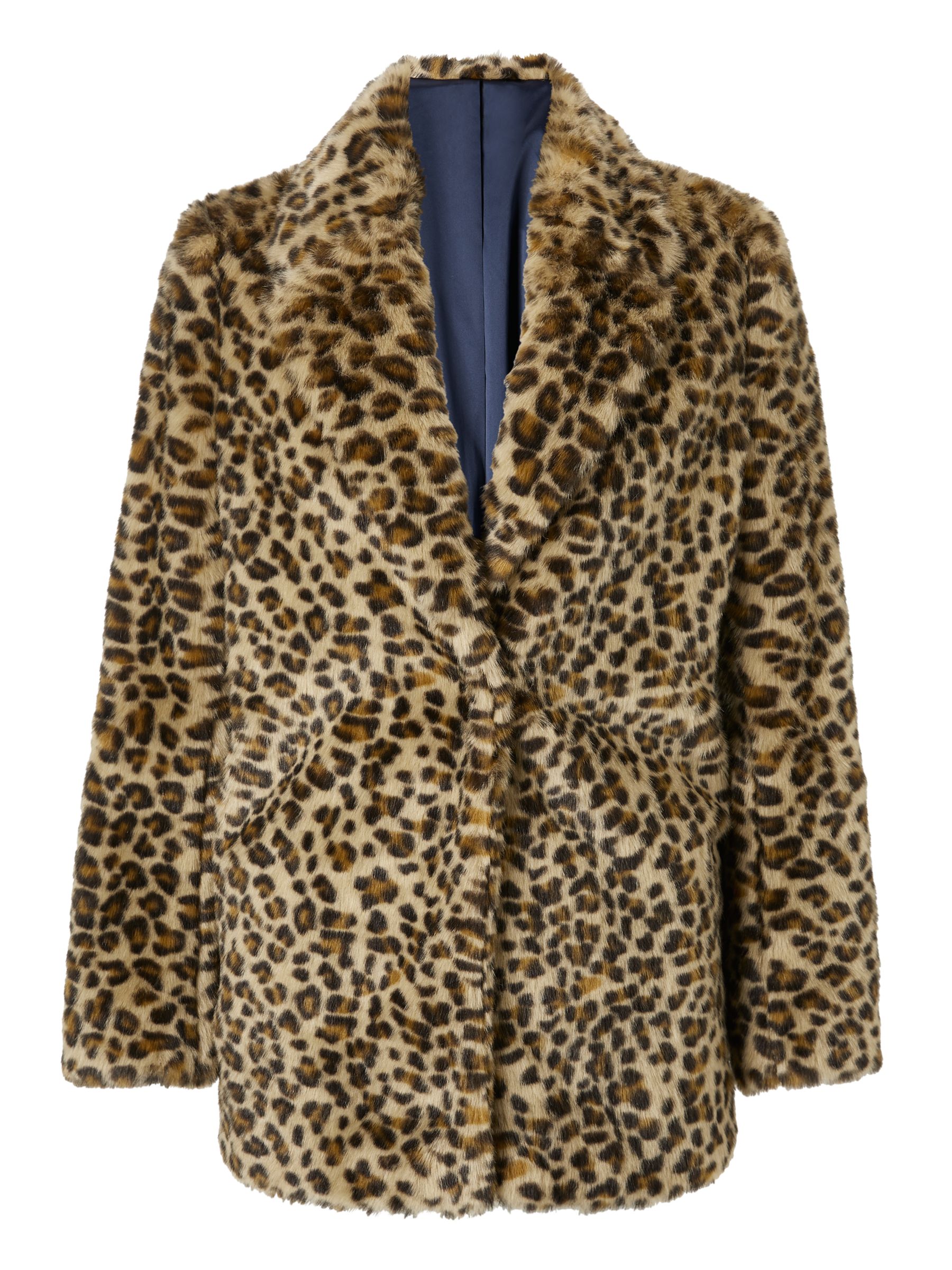 Boden Boxgrove Faux Fur Coat, Leopard Faux Fur