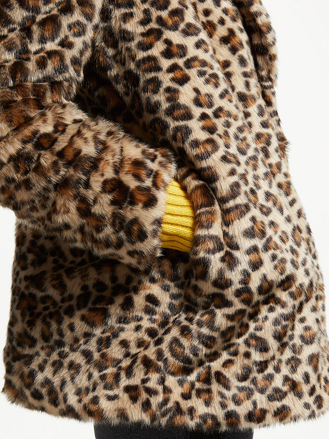 Boden Boxgrove Faux Fur Coat, Leopard Faux Fur, 8