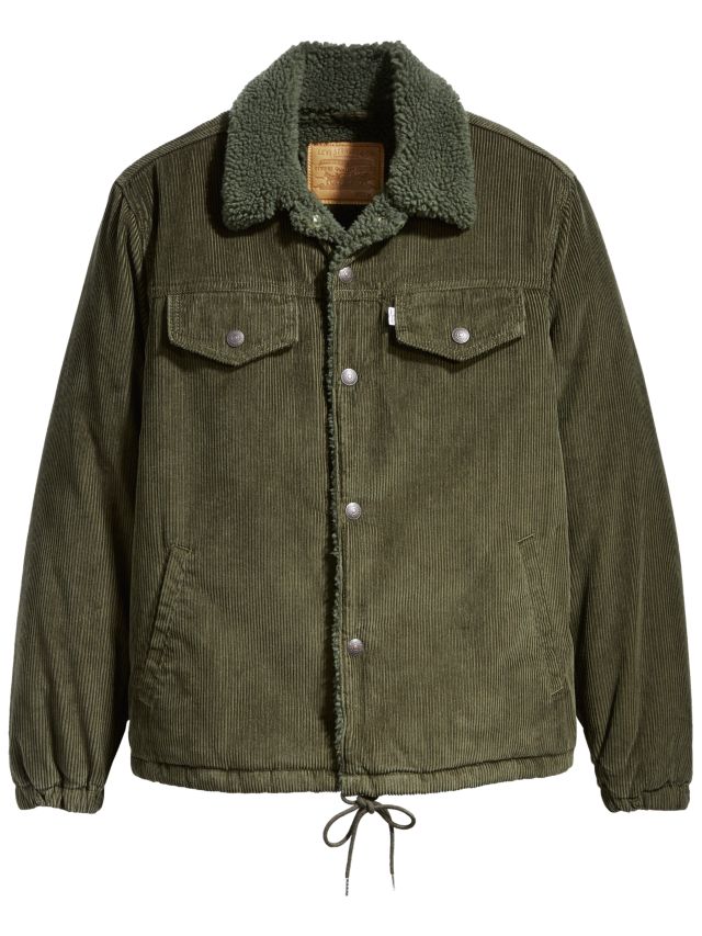 Levi's cord sherpa shop coach jacket in green