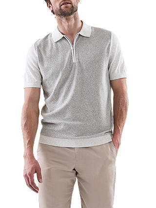 Reiss Victor Terry Towelling Polo Shirt, Soft Grey