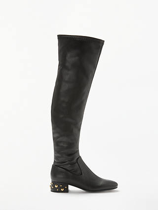 See By Chloé Knee High Block Heel Boots, Black Leather