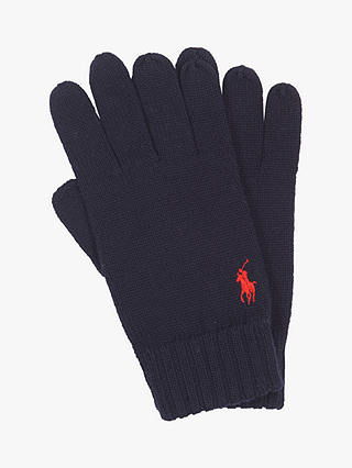 Polo Ralph Lauren Merino Wool Insulated Gloves, Navy at John Lewis ...