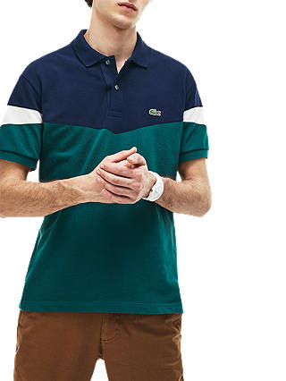 Lacoste Colour Block Short Sleeve T-Shirt, Green/Blue/White