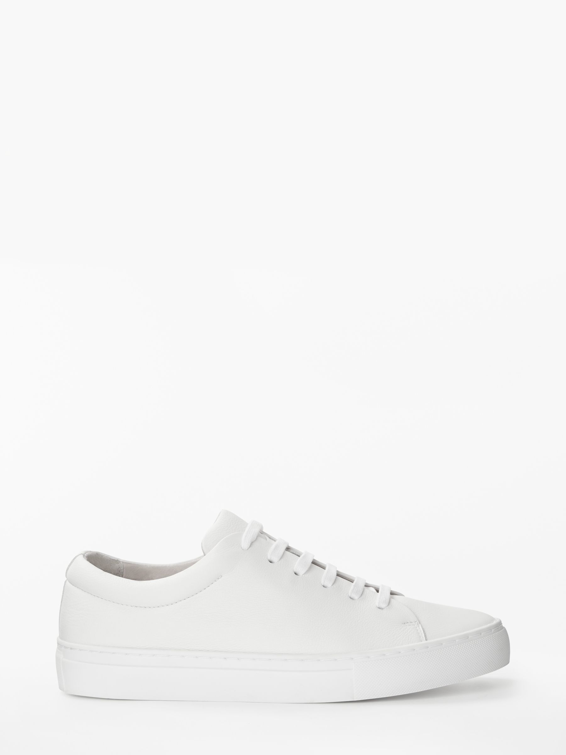 white leather lace up trainers