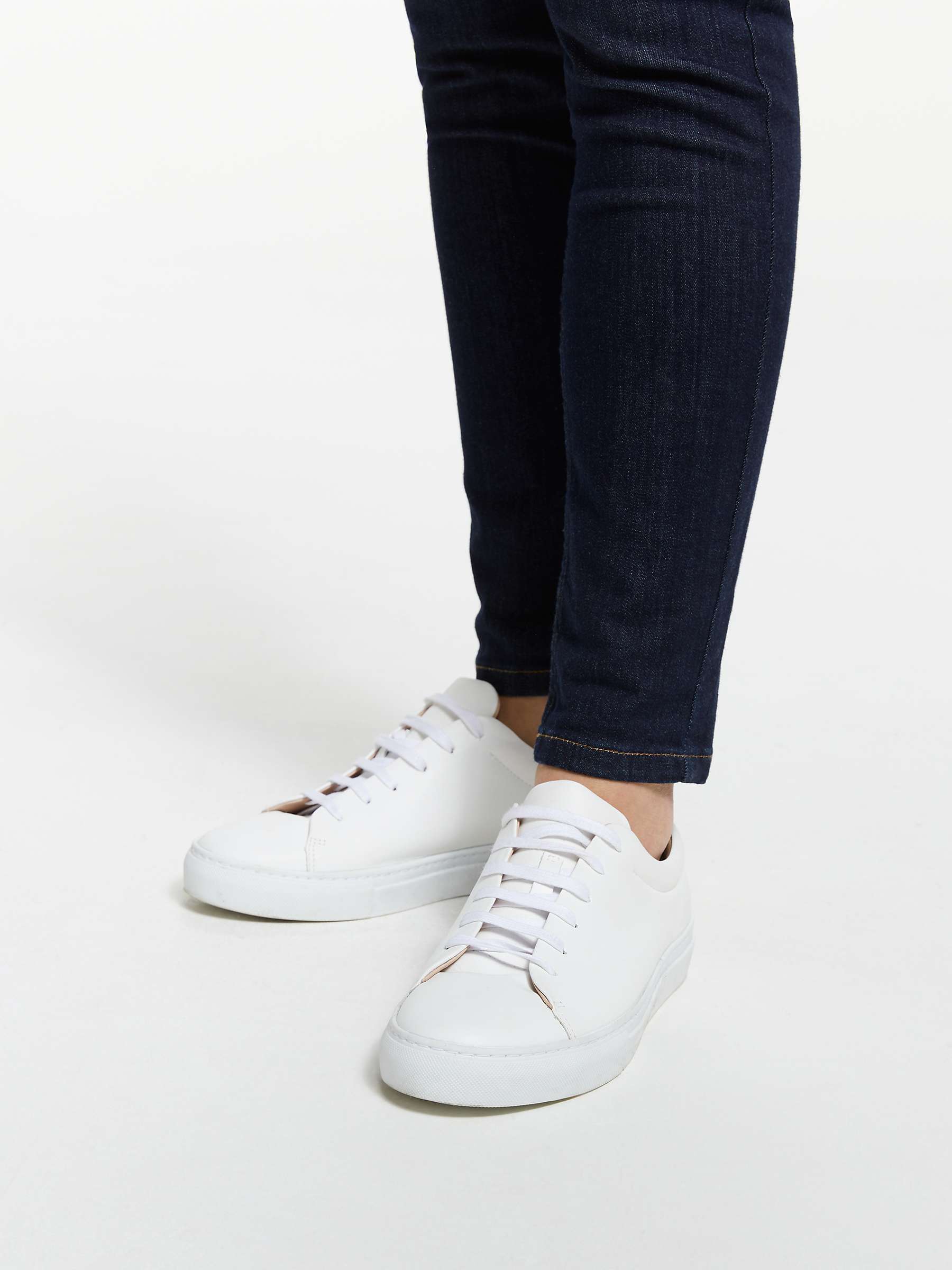 Buy John Lewis Flora Lace Up Trainers, White Leather Online at johnlewis.com