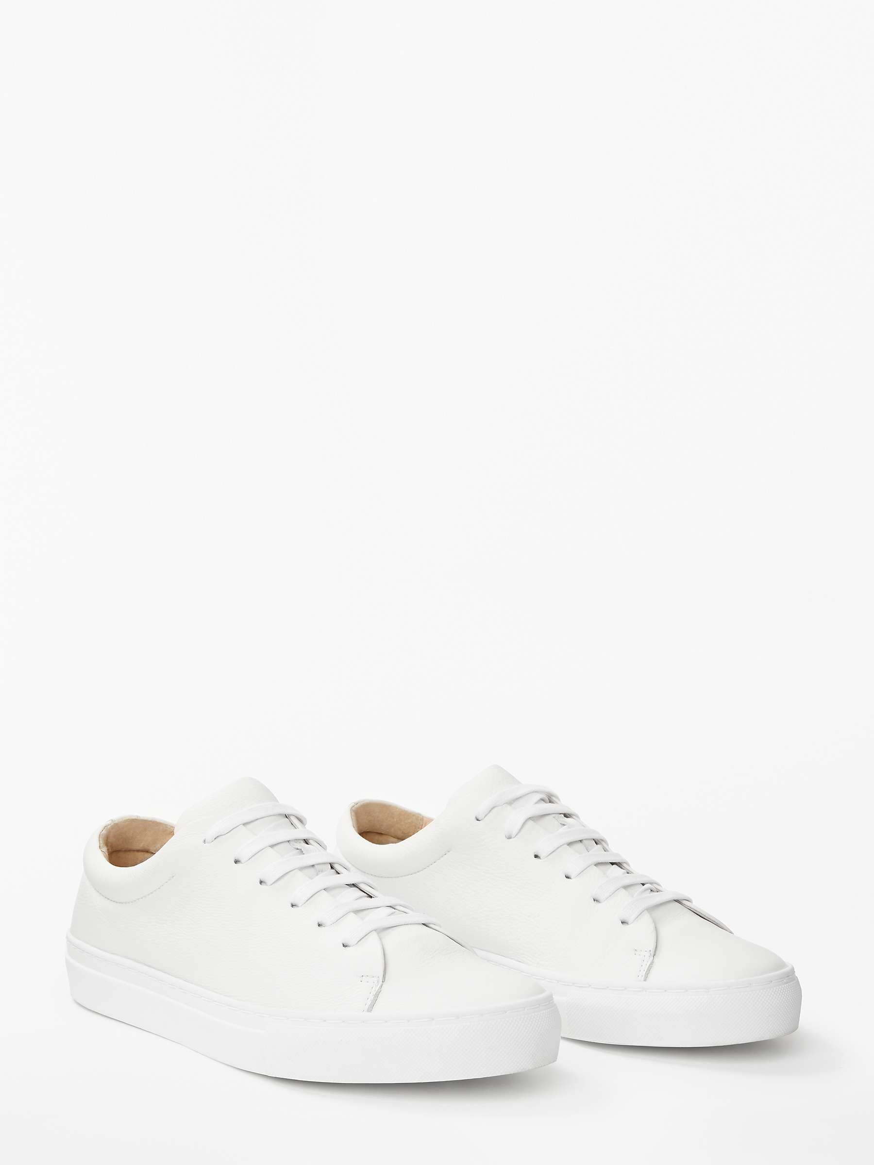 Buy John Lewis Flora Lace Up Trainers, White Leather Online at johnlewis.com