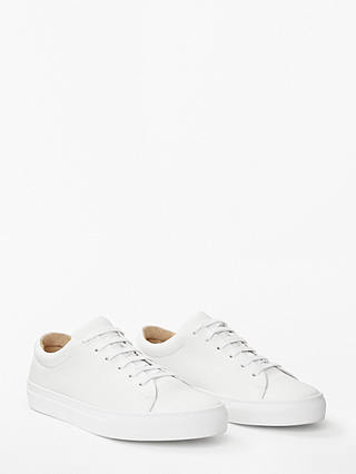 John Lewis Flora Lace Up Trainers, White Leather