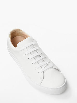 John Lewis Flora Lace Up Trainers, White Leather