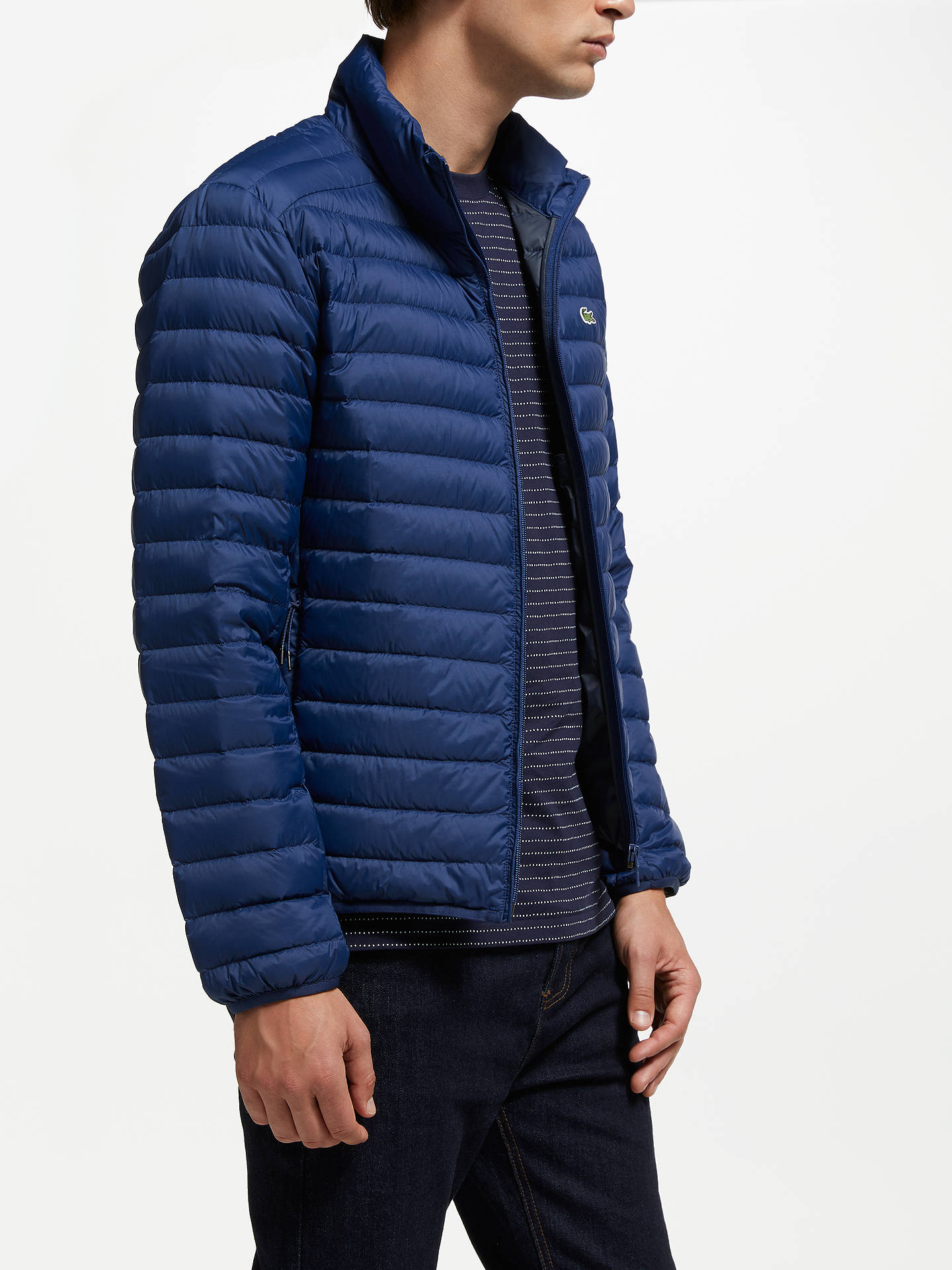 Lacoste Funnel Neck Puffer Jacket, Navy at John Lewis & Partners