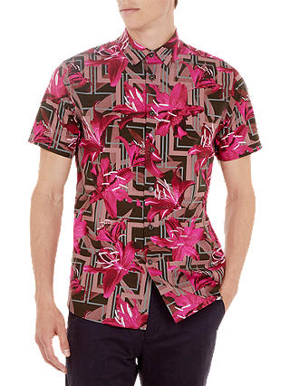 Ted Baker Igllips Floral Short Sleeve Shirt, Pink
