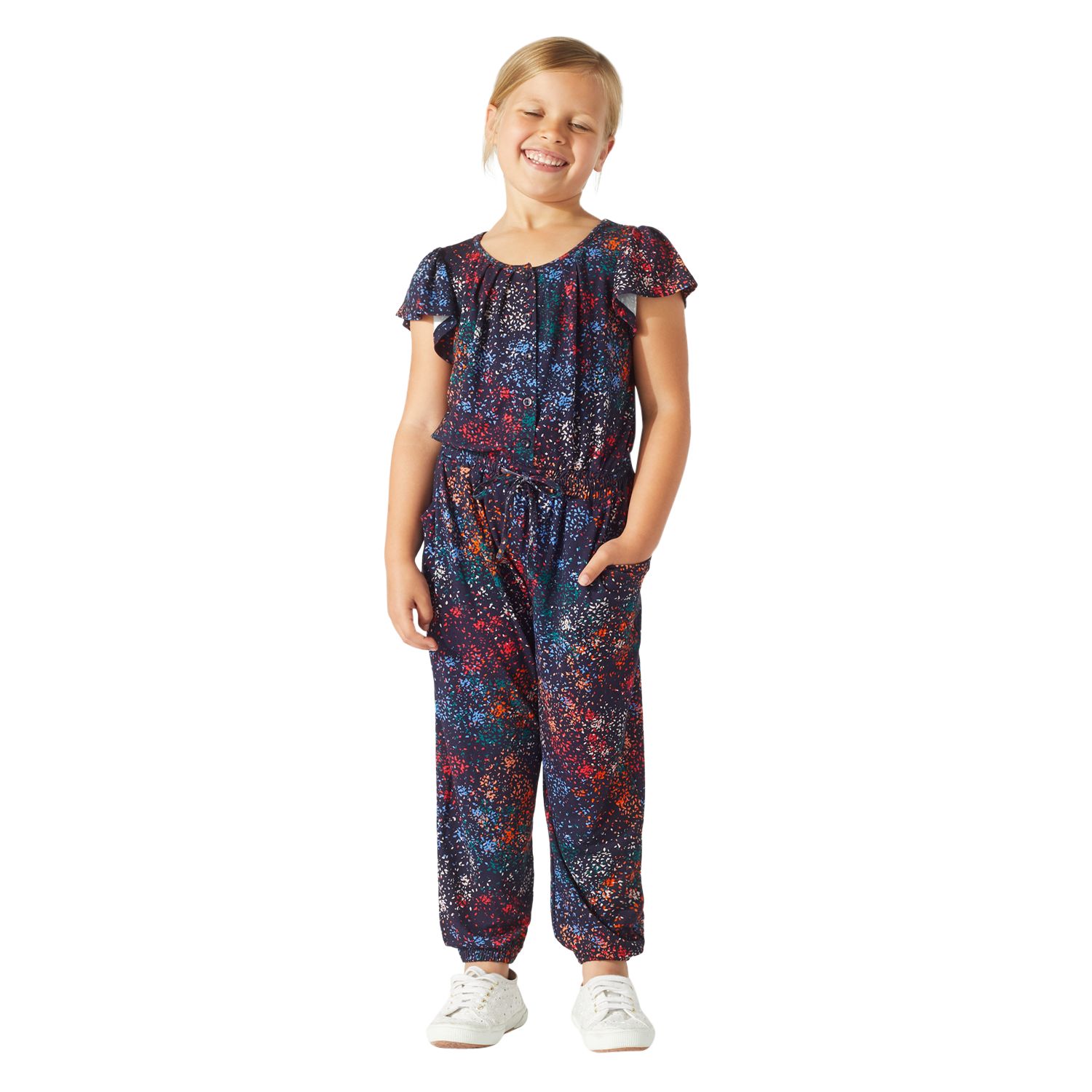 Jigsaw Girls' Splash Jumpsuit, Navy