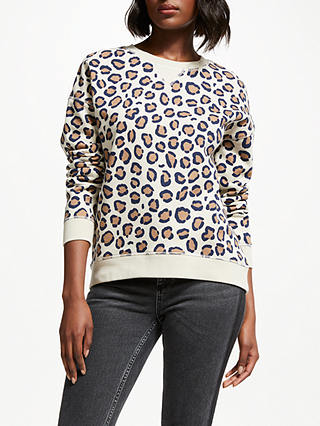 Boden Arabella Animal Print Luxe Sweatshirt, Leopard