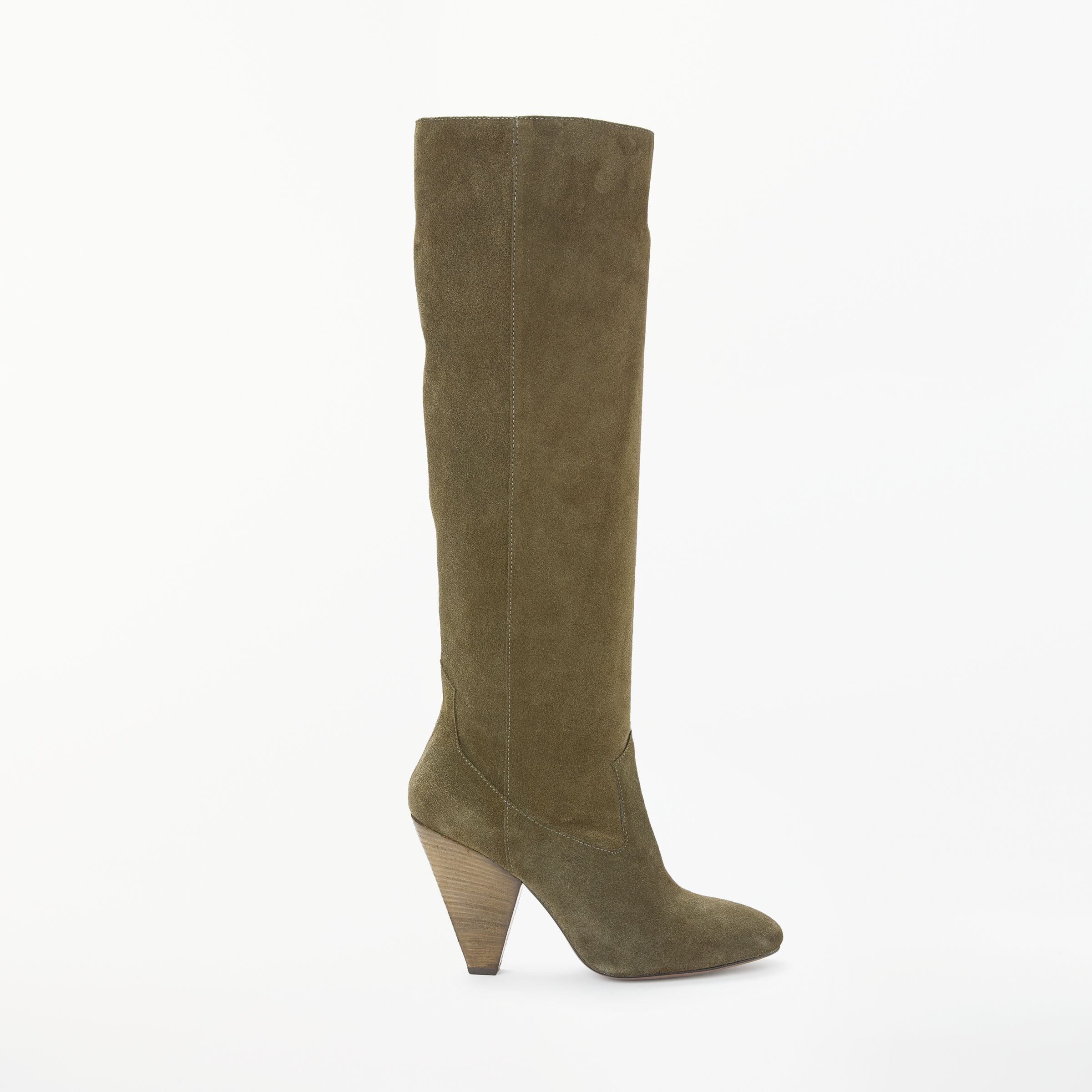 green suede knee high boots