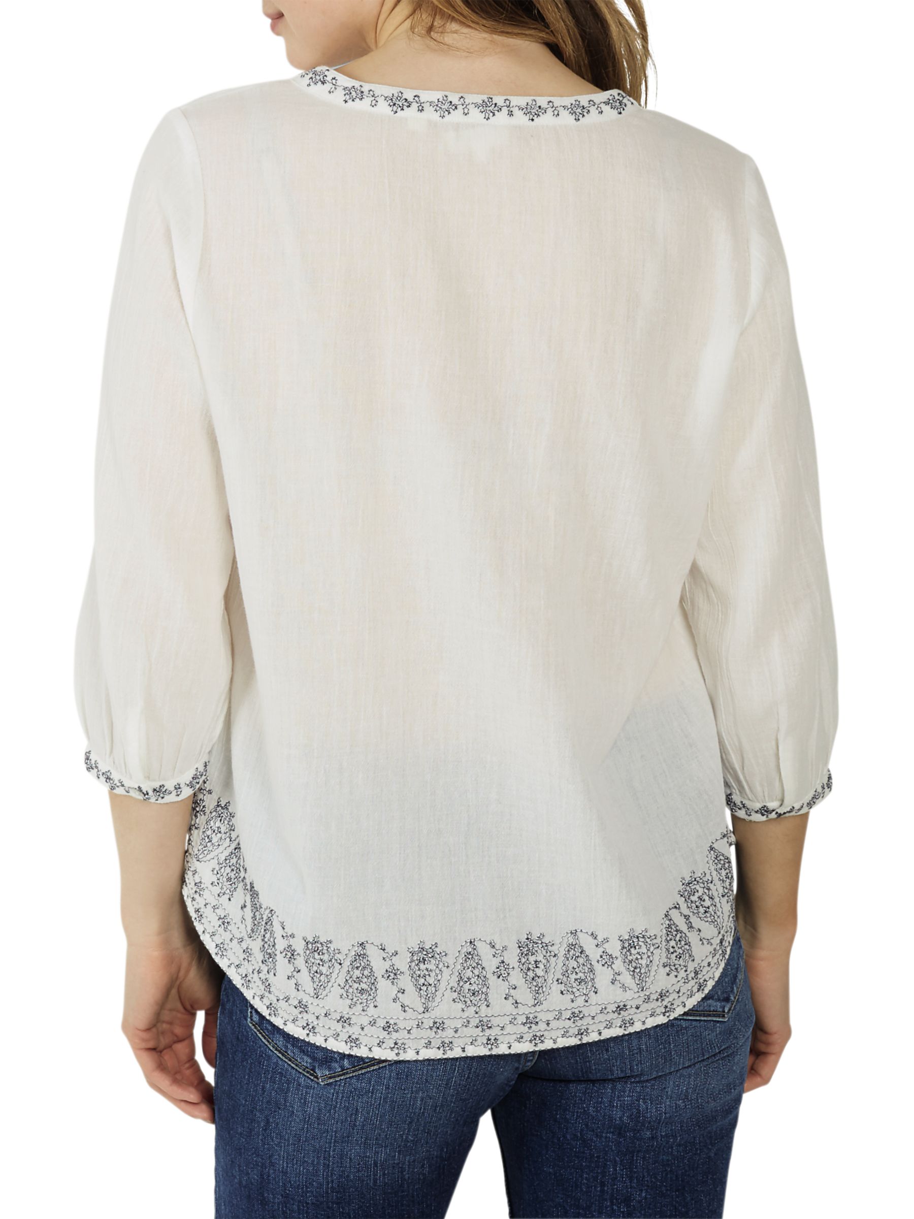 Fat Face Poppy Daisy Popover Blouse, White