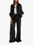 French Connection Alodia Sequin Ruffle Jacket, Black