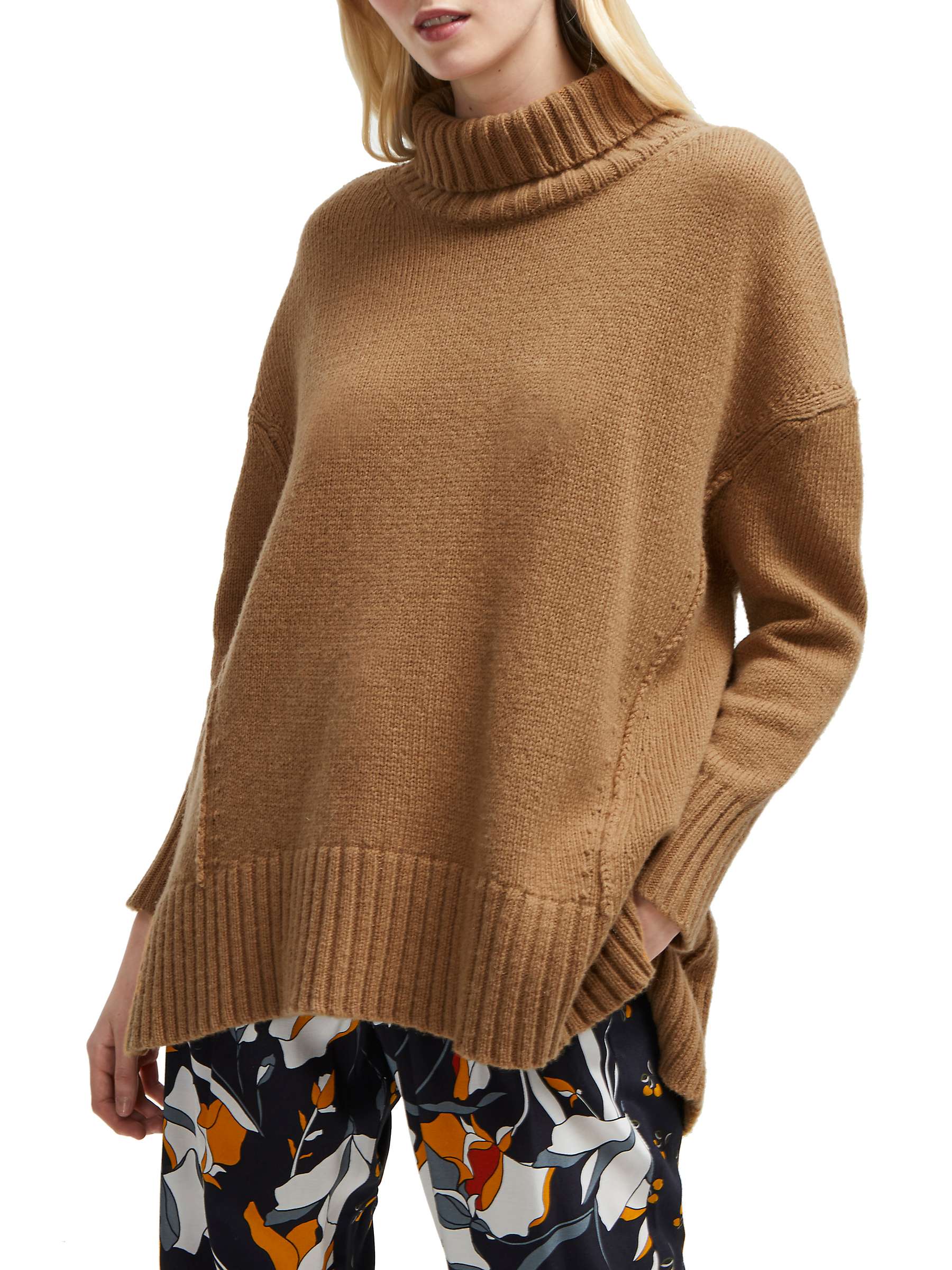 French Connection Supersoft Roll Neck Jumper, Dark Camel at John Lewis ...