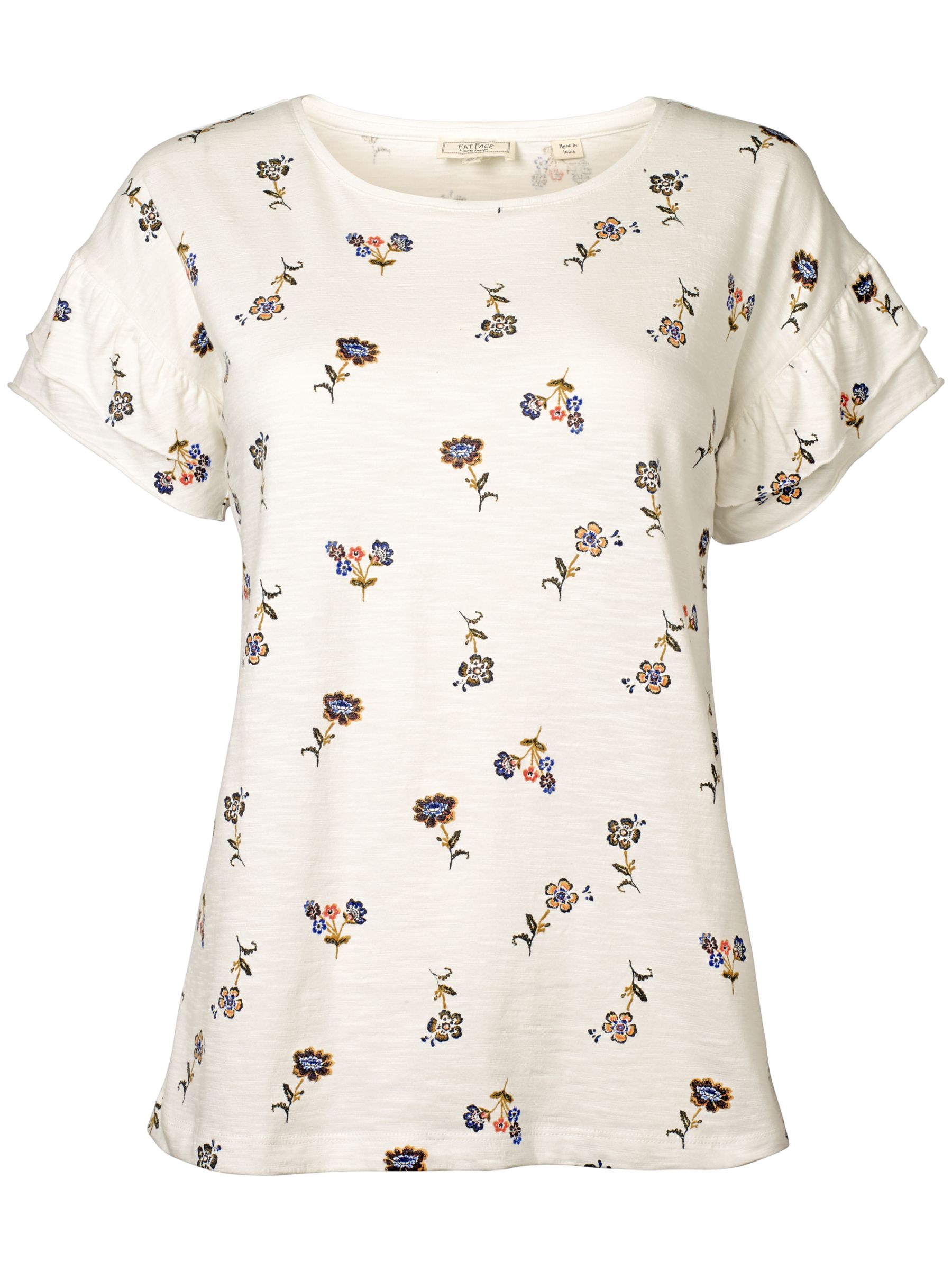 Fatface Floral Embroidered T-Shirt, Ivory