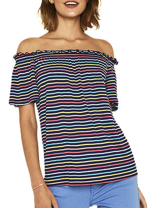 Oasis Rainbow Stripe Bardot Top, Multi