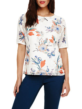 Phase Eight Ivana Floral Print Top, Ivory/Multi
