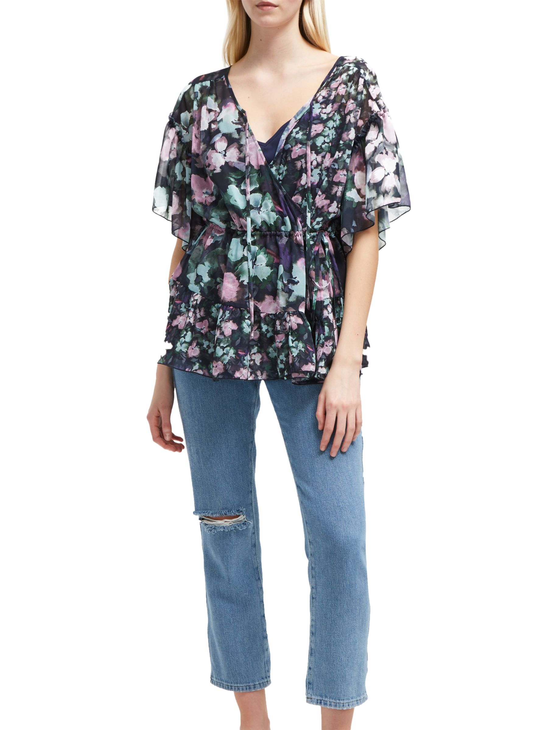 French Connection Georgette Wrap Top, Utility Blue