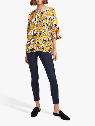 French Connection Pleat Sleeve Floral Print Top, Caluna Yellow/Multi