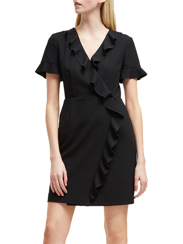 French Connection Stretch Frill Dress, Black