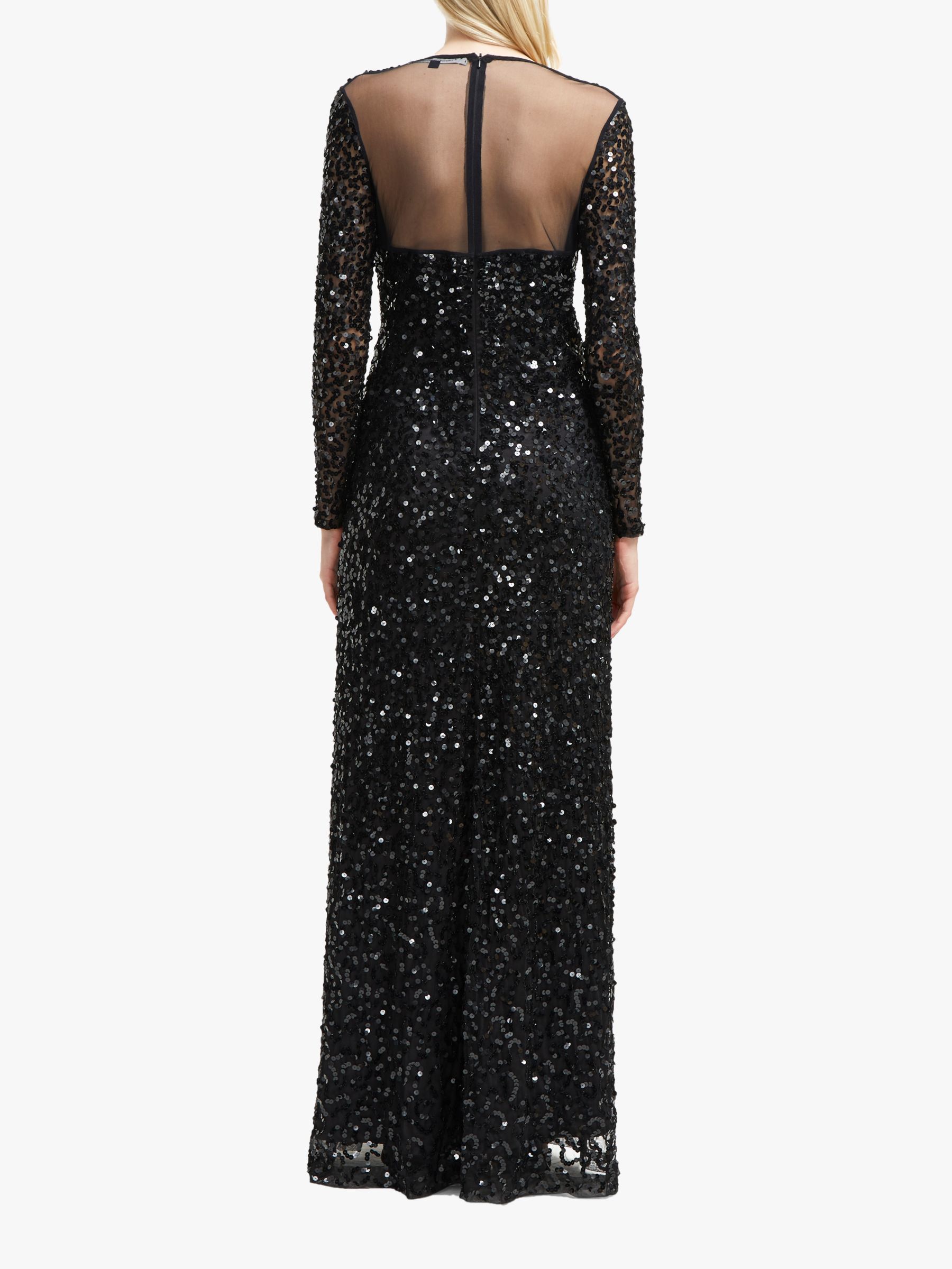 French Connection Helena Sequin V-Neck Maxi Dress, Black