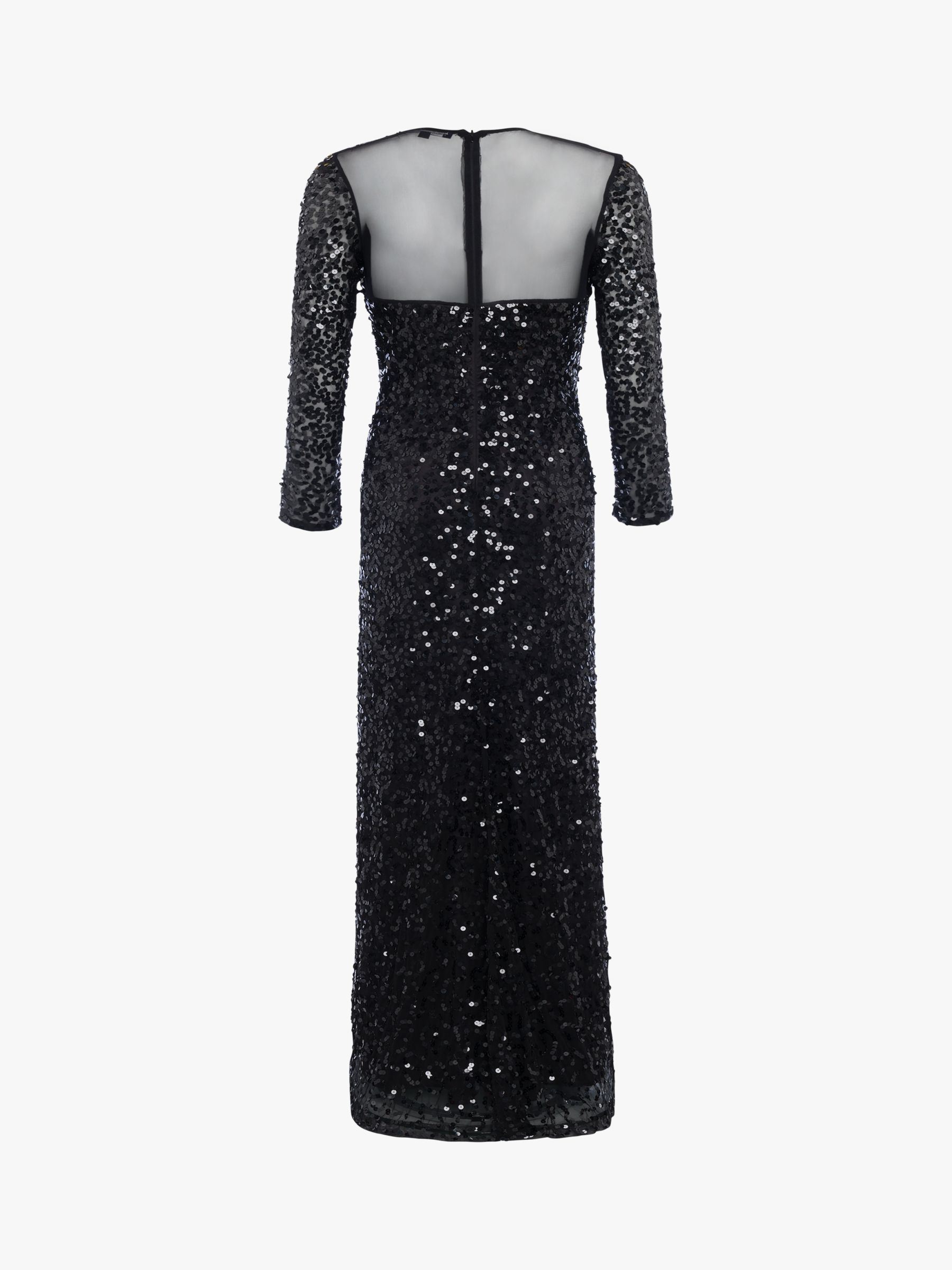 French Connection Helena Sequin V-Neck Maxi Dress, Black, 6