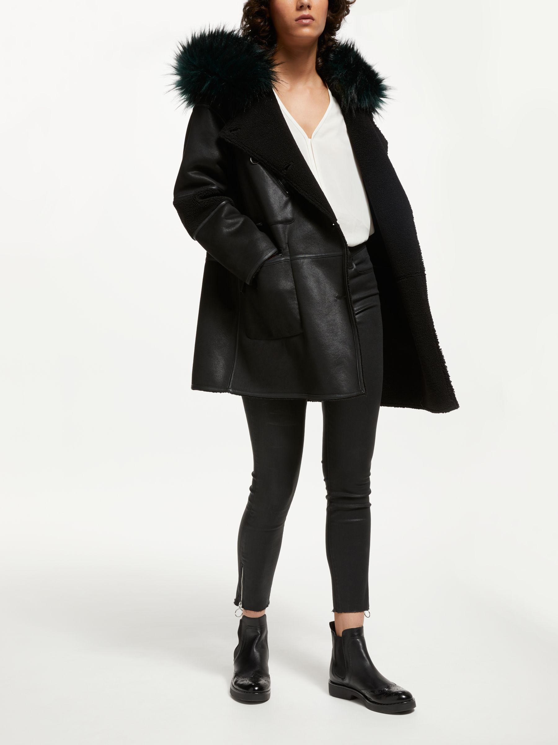 urbancode Azza Reversible Faux Fur Hooded Duffle Coat