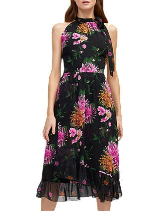 Warehouse Floral Print Halterneck Dress, Multi