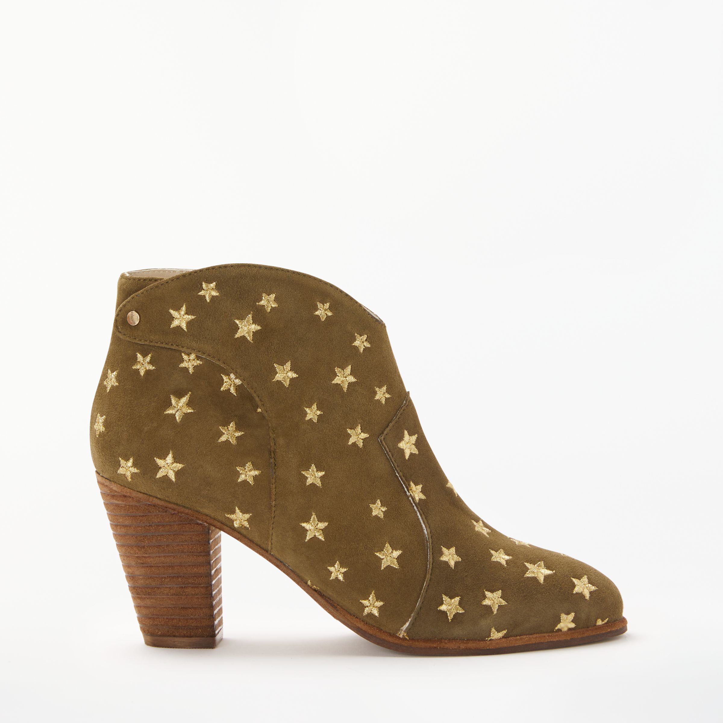 Boden Hoxton Heeled Ankle Boots, Military Green Suede at John Lewis ...